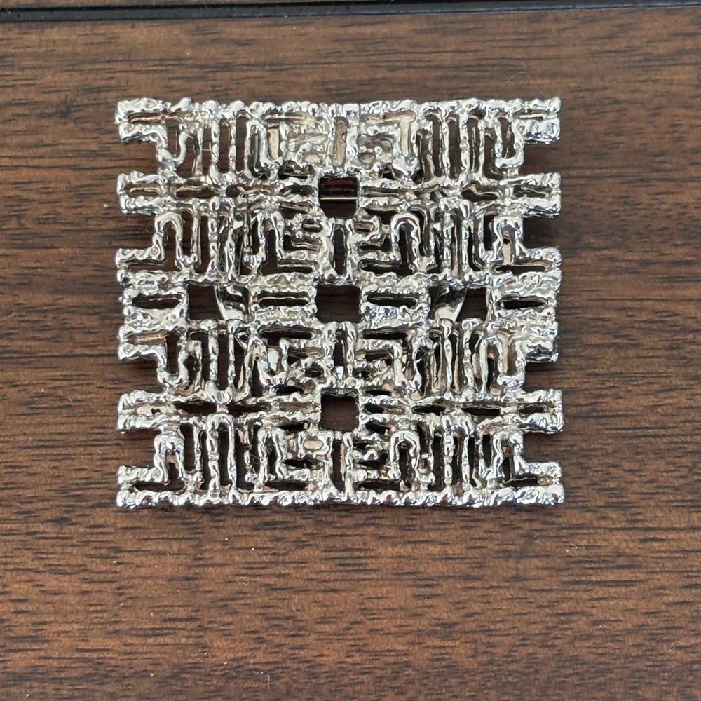Vintage Silver Geometric Shoe Buckle or Scarf Toe